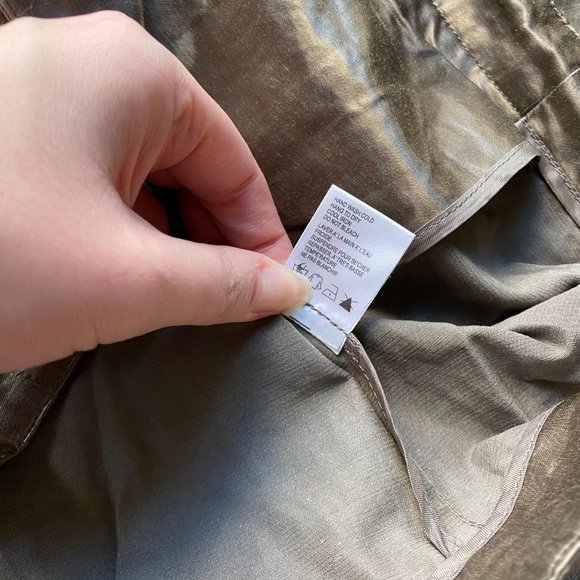 ISDA & Co Satin Shimmery Olive Green Biker Bomber Jacket - Picture 8 of 9